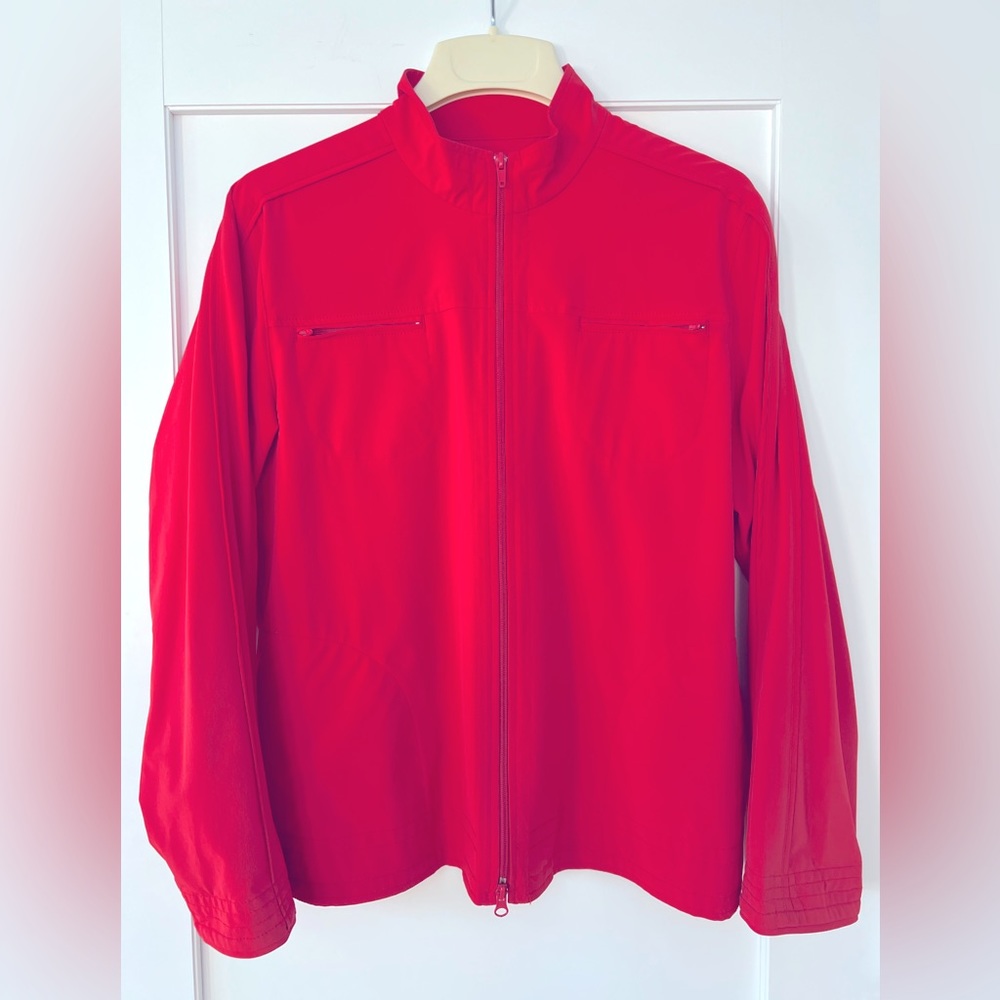 Chico’s Zenergy Sz 2 Deep Hot Reddish Pink Jacket 2Way Front Zip Zip Pockets NEW